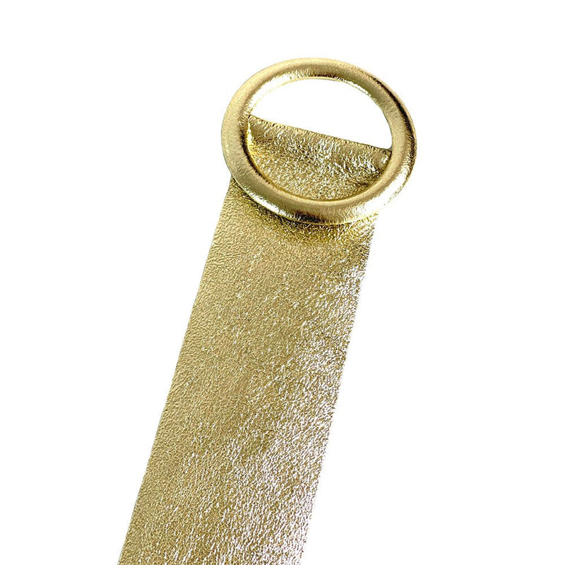 Rings of Elegance Genuine Leather Belt with Decorative Ring - Leather Italiano