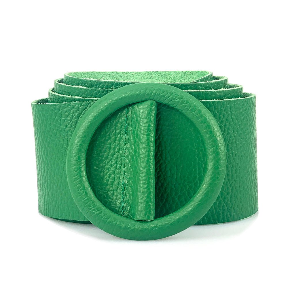 Rings of Elegance Genuine Leather Belt with Decorative Ring - Leather Italiano