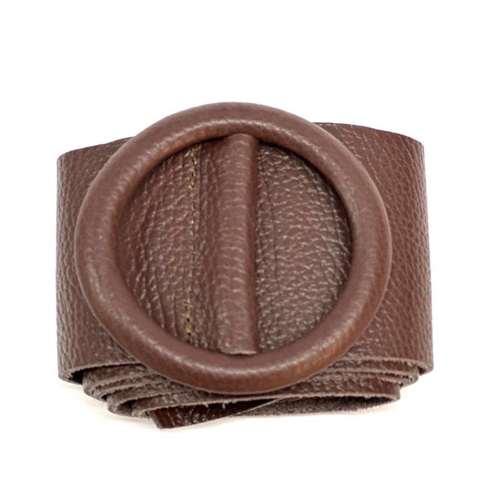 Rings of Elegance Genuine Leather Belt with Decorative Ring - Leather Italiano
