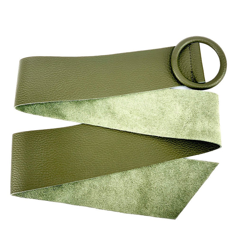 Rings of Elegance Genuine Leather Belt with Decorative Ring - Leather Italiano