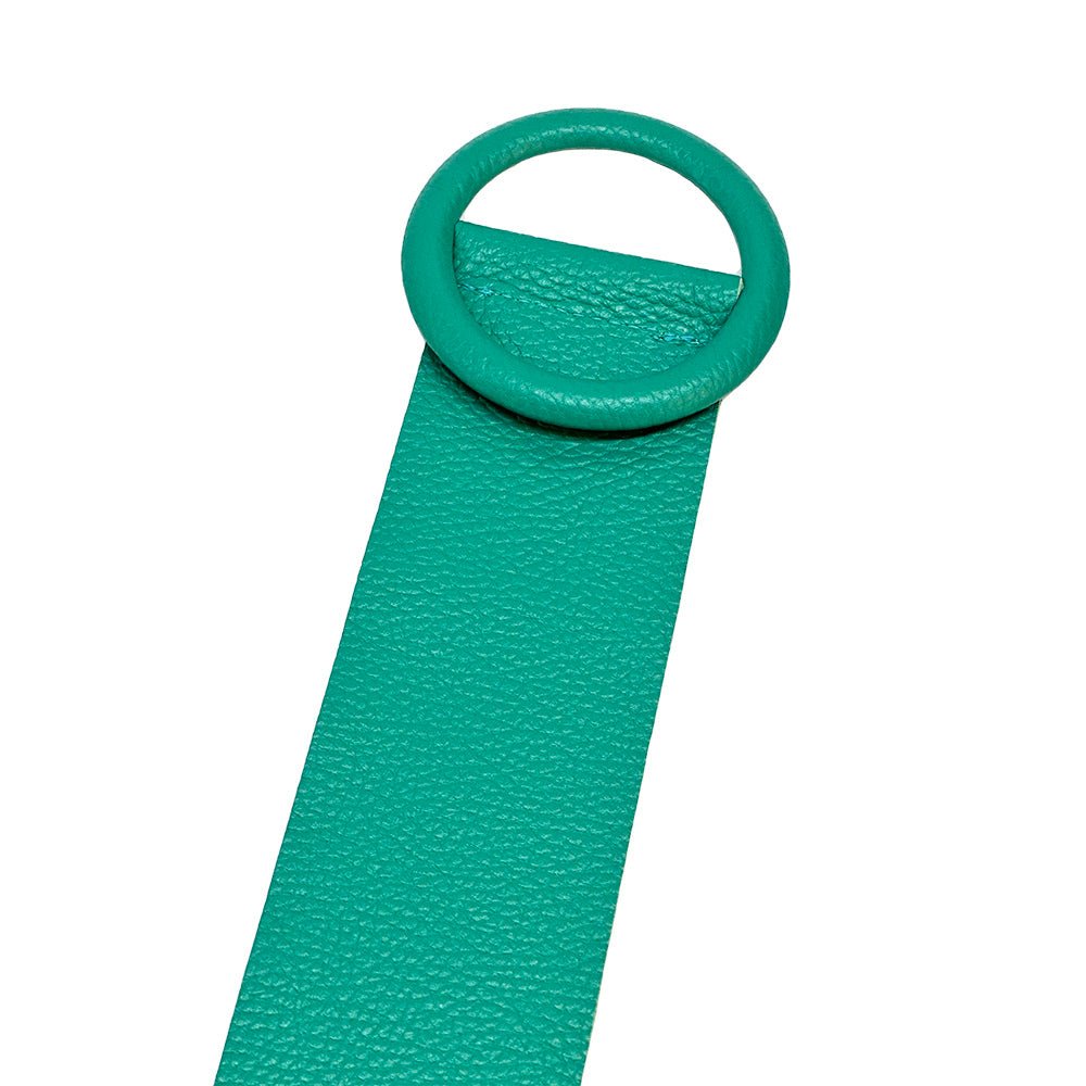 Rings of Elegance Genuine Leather Belt with Decorative Ring - Leather Italiano