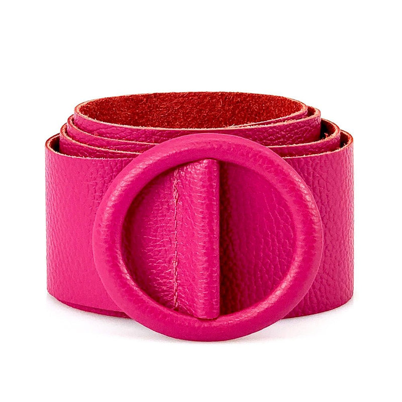 Rings of Elegance Genuine Leather Belt with Decorative Ring - Leather Italiano