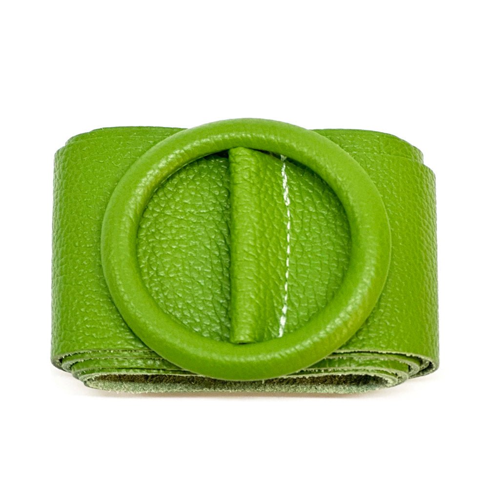 Rings of Elegance Genuine Leather Belt with Decorative Ring - Leather Italiano