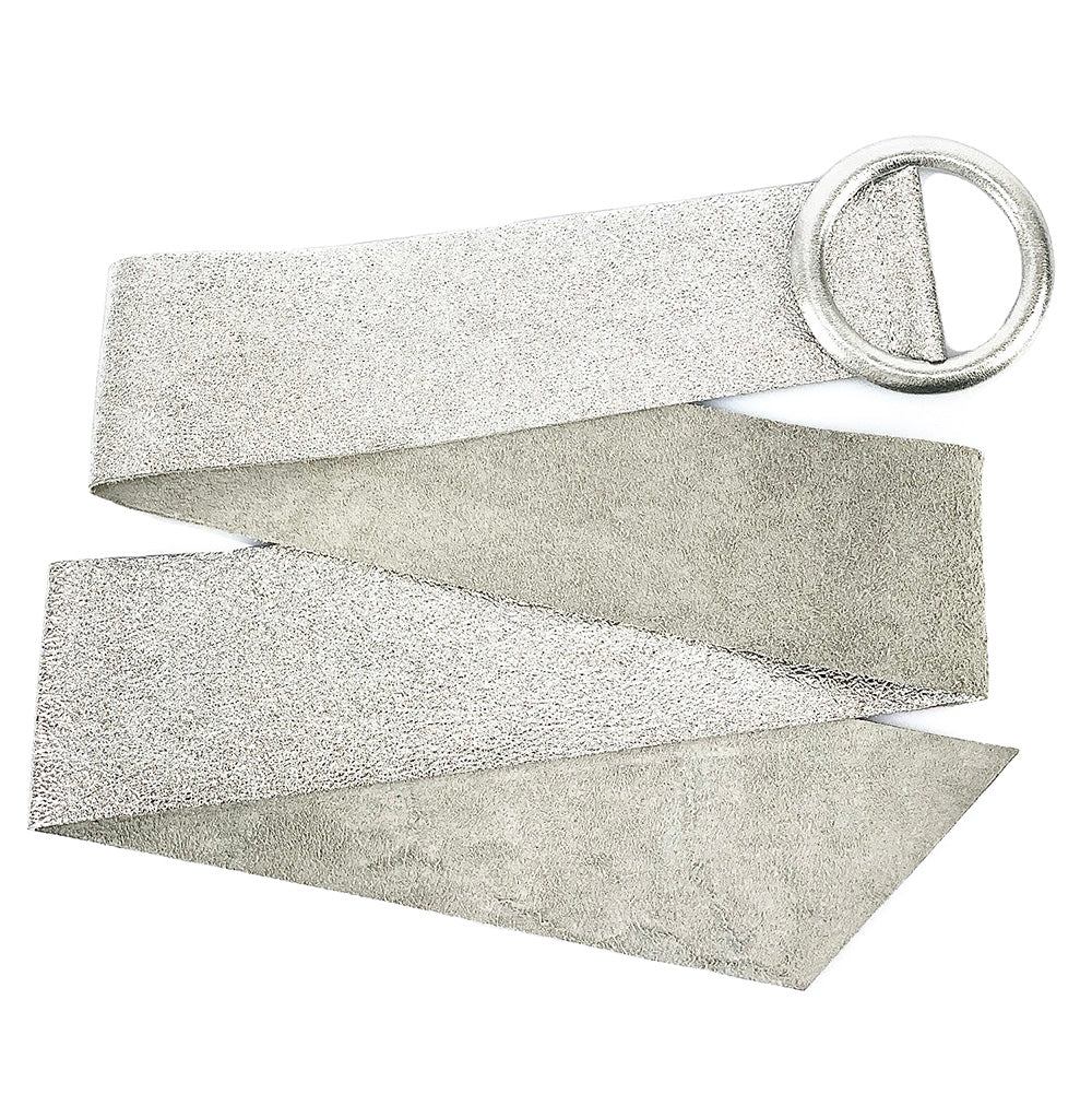 Rings of Elegance Genuine Leather Belt with Decorative Ring - Leather Italiano