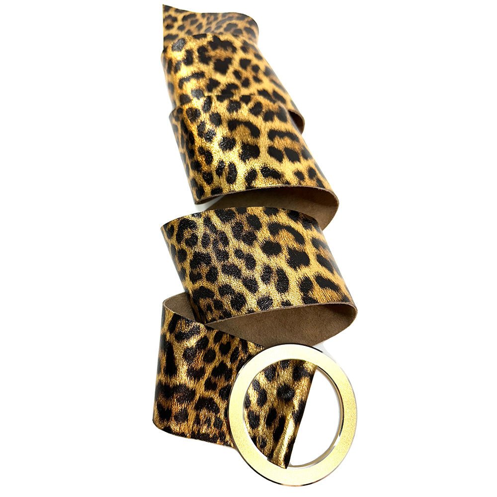 Rings of Elegance Genuine Leather Belt with Decorative Ring - Leather Italiano