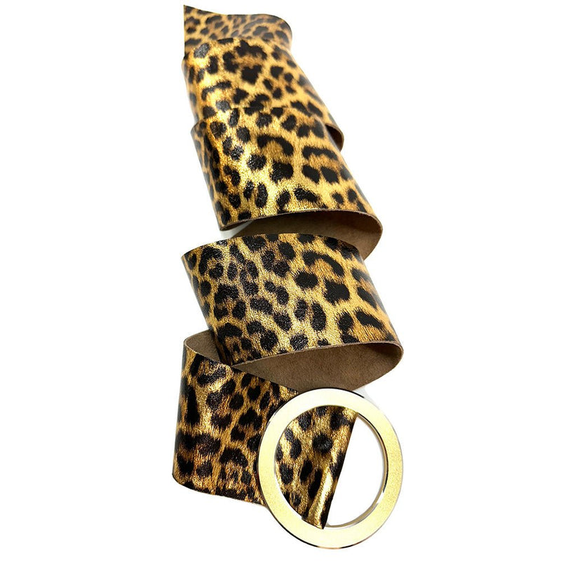 Rings of Elegance Genuine Leather Belt with Decorative Ring - Leather Italiano