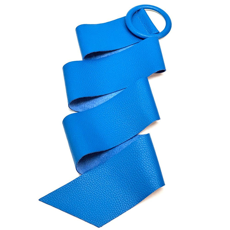 Rings of Elegance Genuine Leather Belt with Decorative Ring - Leather Italiano