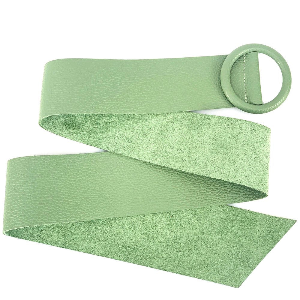 Rings of Elegance Genuine Leather Belt with Decorative Ring - Leather Italiano