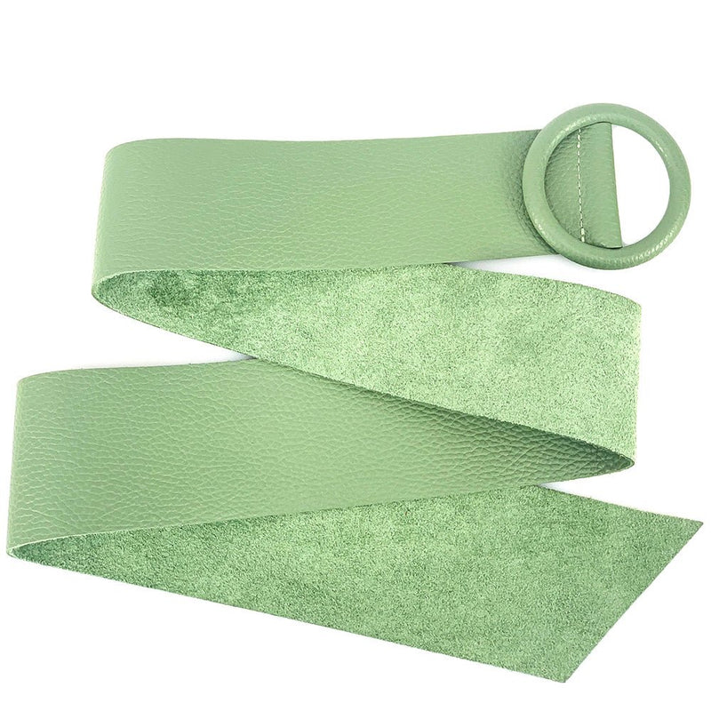 Rings of Elegance Genuine Leather Belt with Decorative Ring - Leather Italiano