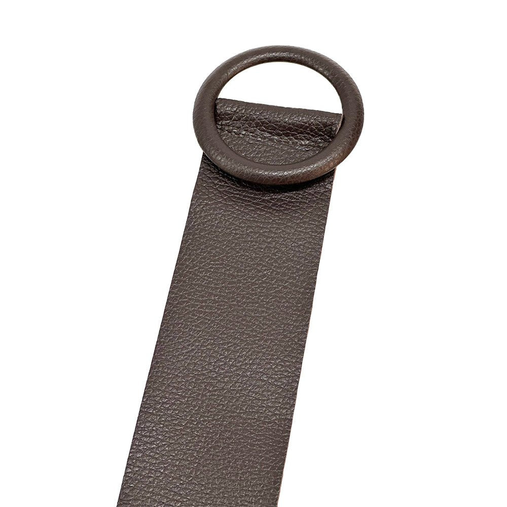 Rings of Elegance Genuine Leather Belt with Decorative Ring - Leather Italiano