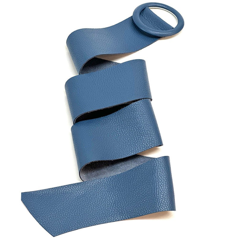 Rings of Elegance Genuine Leather Belt with Decorative Ring - Leather Italiano