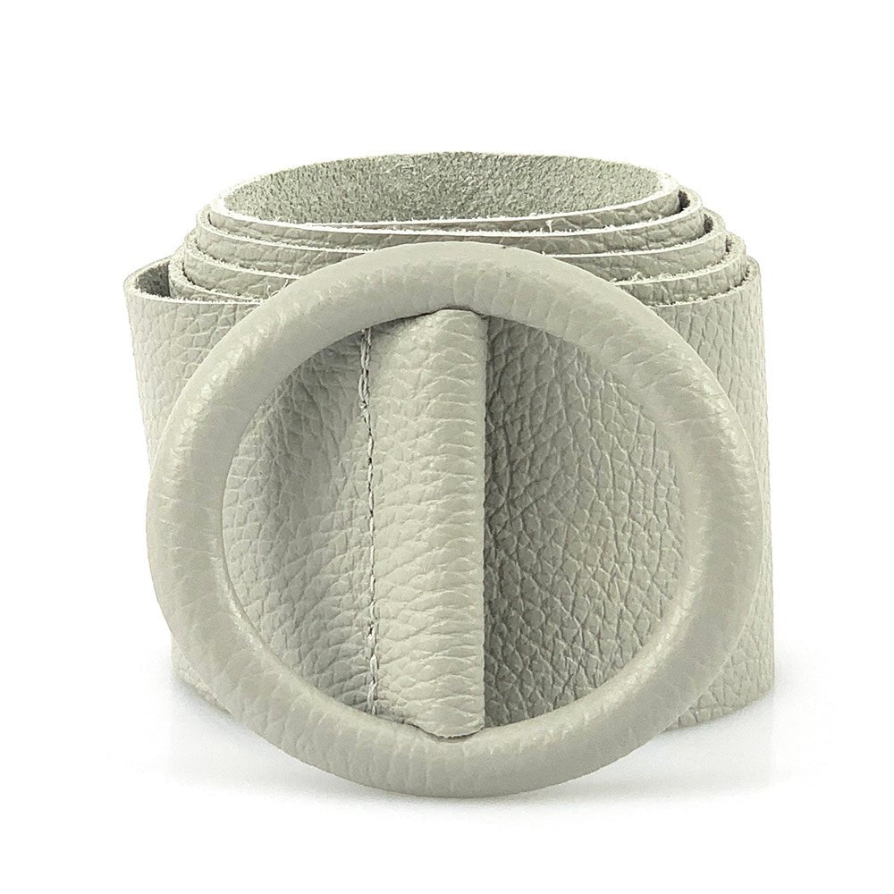 Rings of Elegance Genuine Leather Belt with Decorative Ring - Leather Italiano