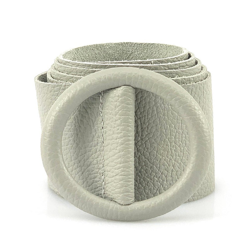 Rings of Elegance Genuine Leather Belt with Decorative Ring - Leather Italiano