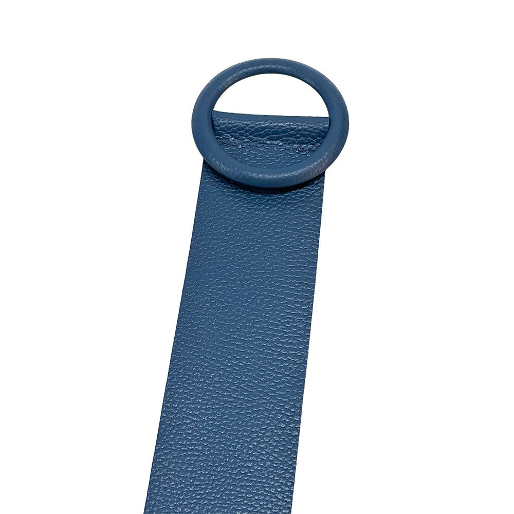 Rings of Elegance Genuine Leather Belt with Decorative Ring - Leather Italiano