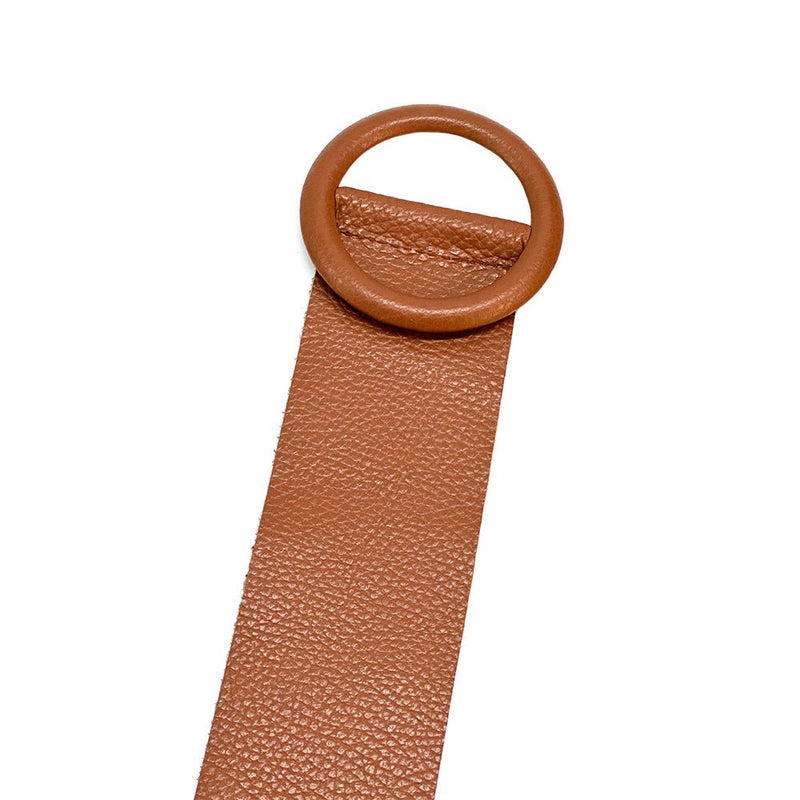Rings of Elegance Genuine Leather Belt with Decorative Ring - Leather Italiano