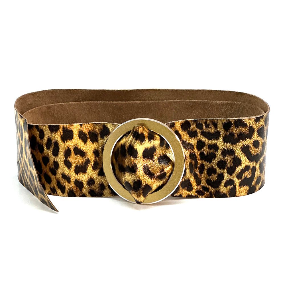 Rings of Elegance Genuine Leather Belt with Decorative Ring - Leather Italiano