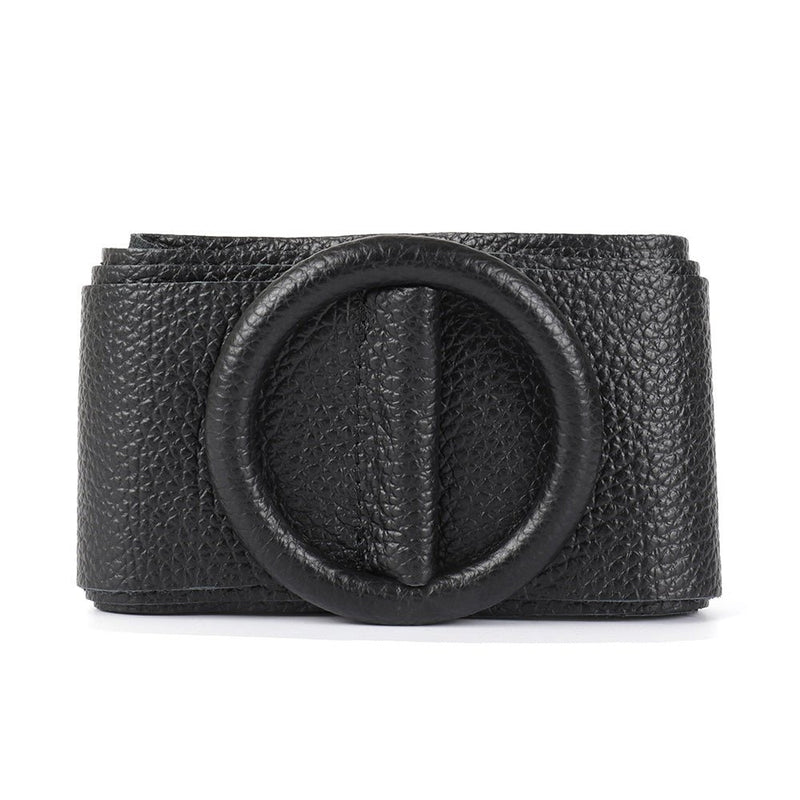 Rings of Elegance Genuine Leather Belt with Decorative Ring - Leather Italiano
