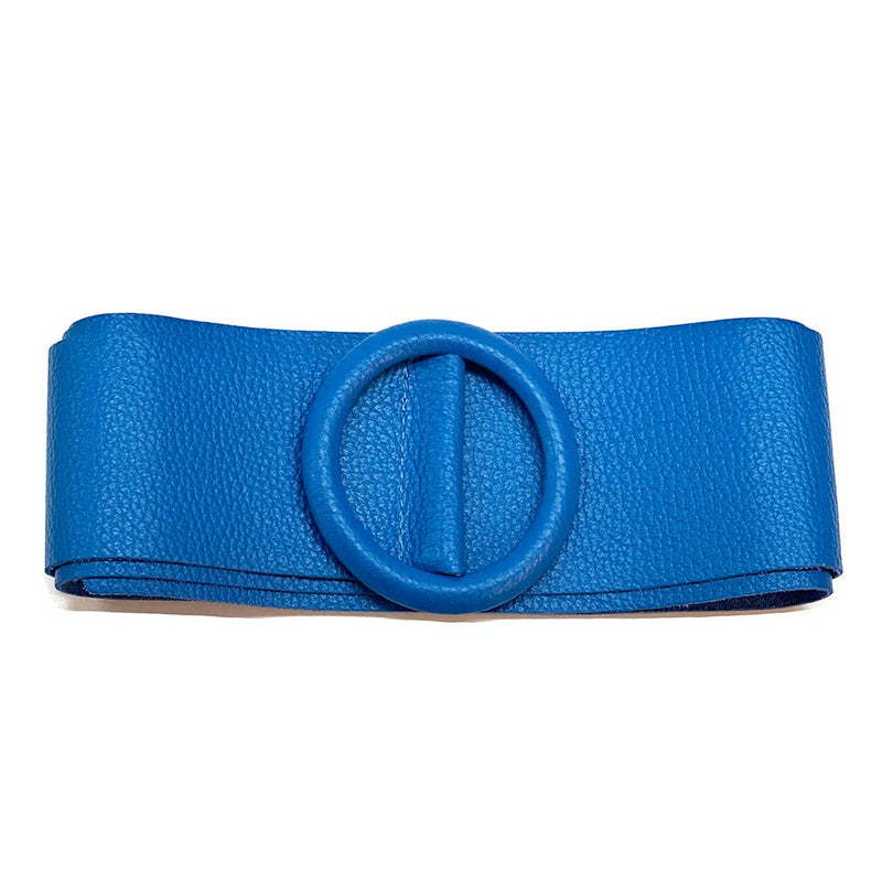 Rings of Elegance Genuine Leather Belt with Decorative Ring - Leather Italiano