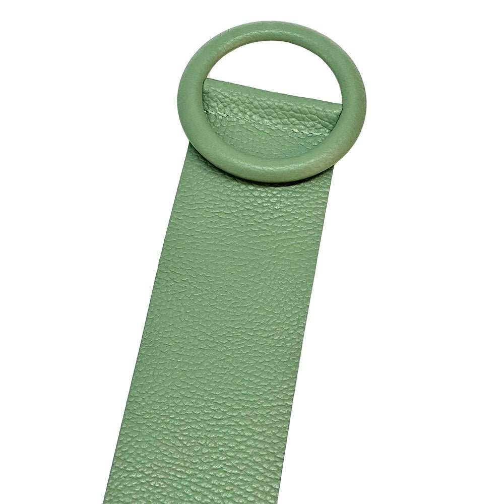 Rings of Elegance Genuine Leather Belt with Decorative Ring - Leather Italiano