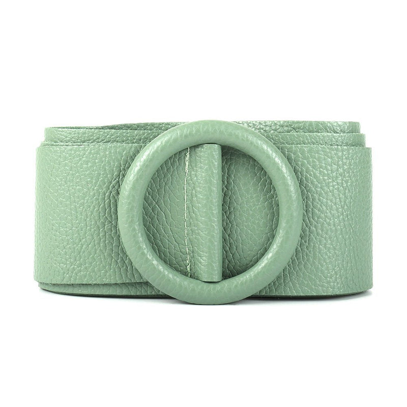 Rings of Elegance Genuine Leather Belt with Decorative Ring - Leather Italiano