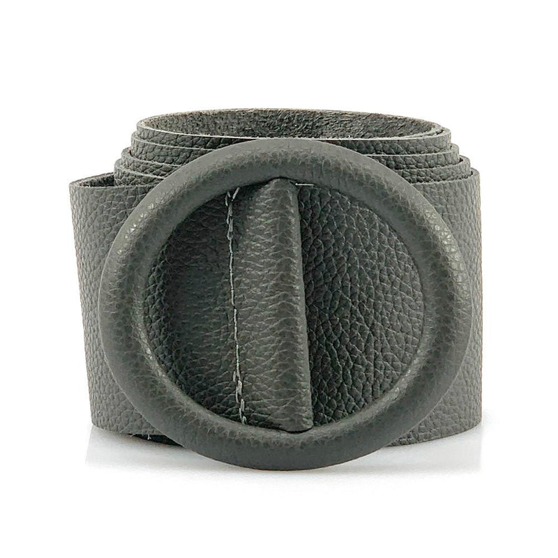 Rings of Elegance Genuine Leather Belt with Decorative Ring - Leather Italiano