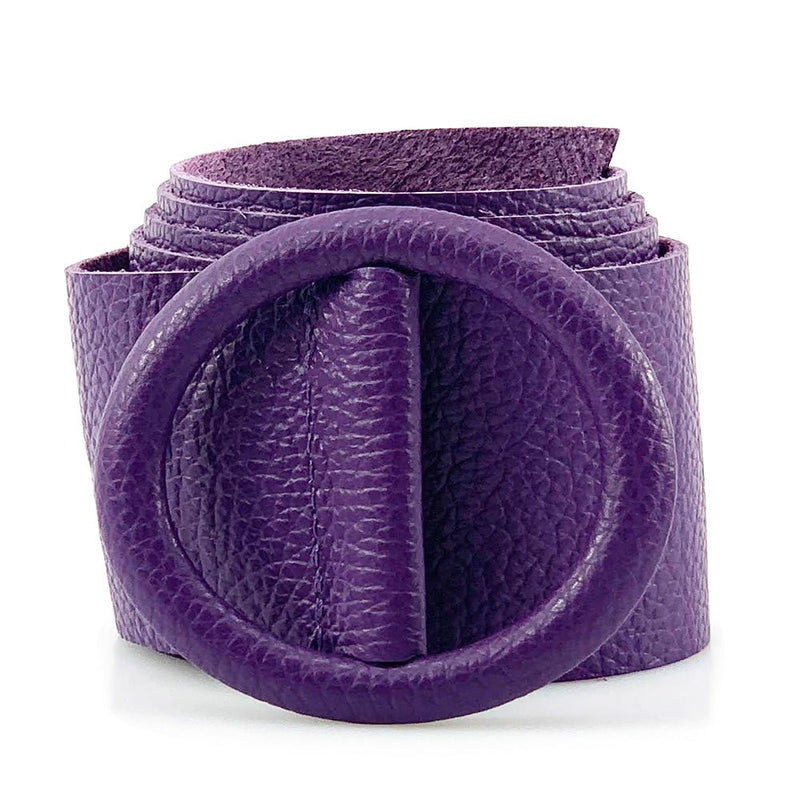 Rings of Elegance Genuine Leather Belt with Decorative Ring - Leather Italiano