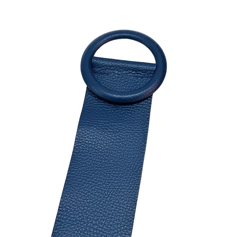 Rings of Elegance Genuine Leather Belt with Decorative Ring - Leather Italiano