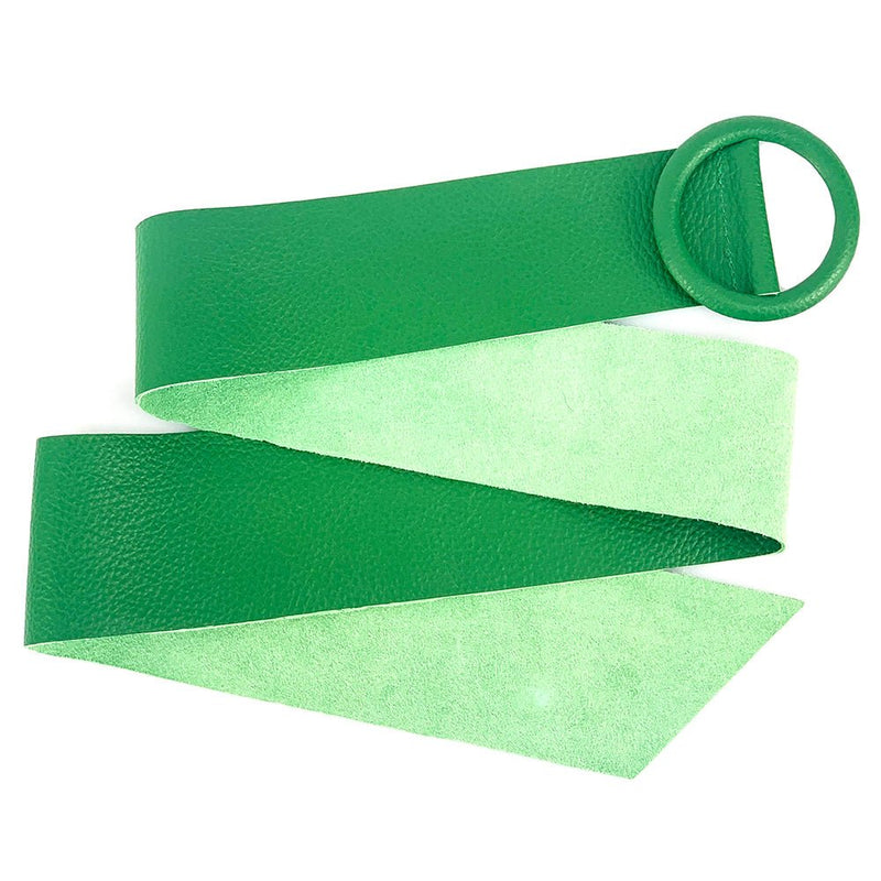 Rings of Elegance Genuine Leather Belt with Decorative Ring - Leather Italiano