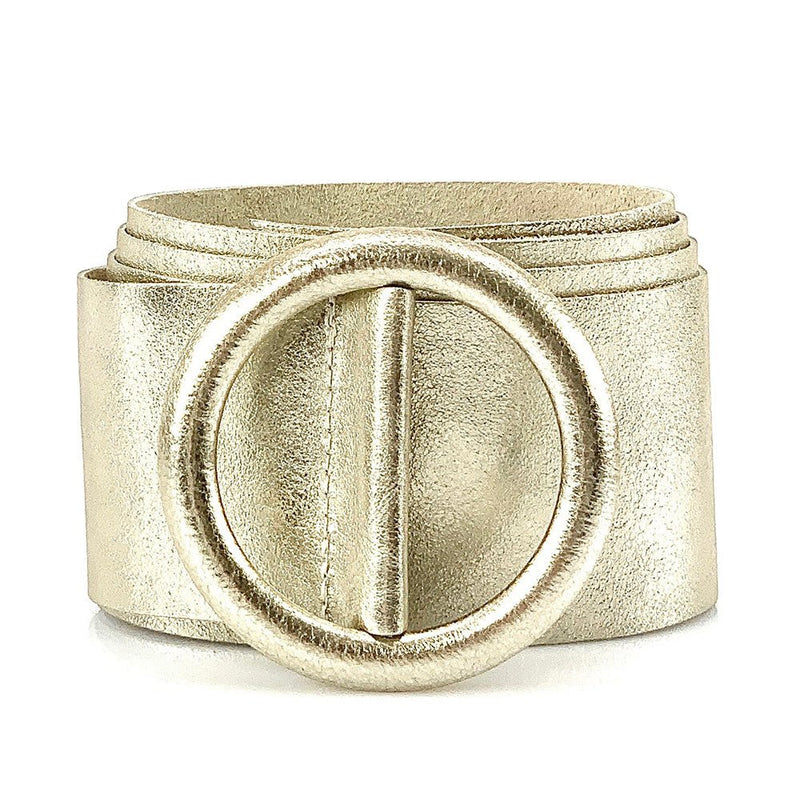 Rings of Elegance Genuine Leather Belt with Decorative Ring - Leather Italiano