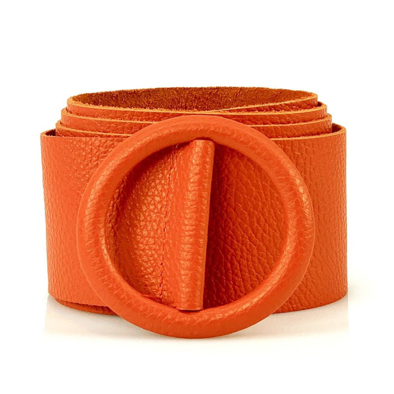 Rings of Elegance Genuine Leather Belt with Decorative Ring - Leather Italiano