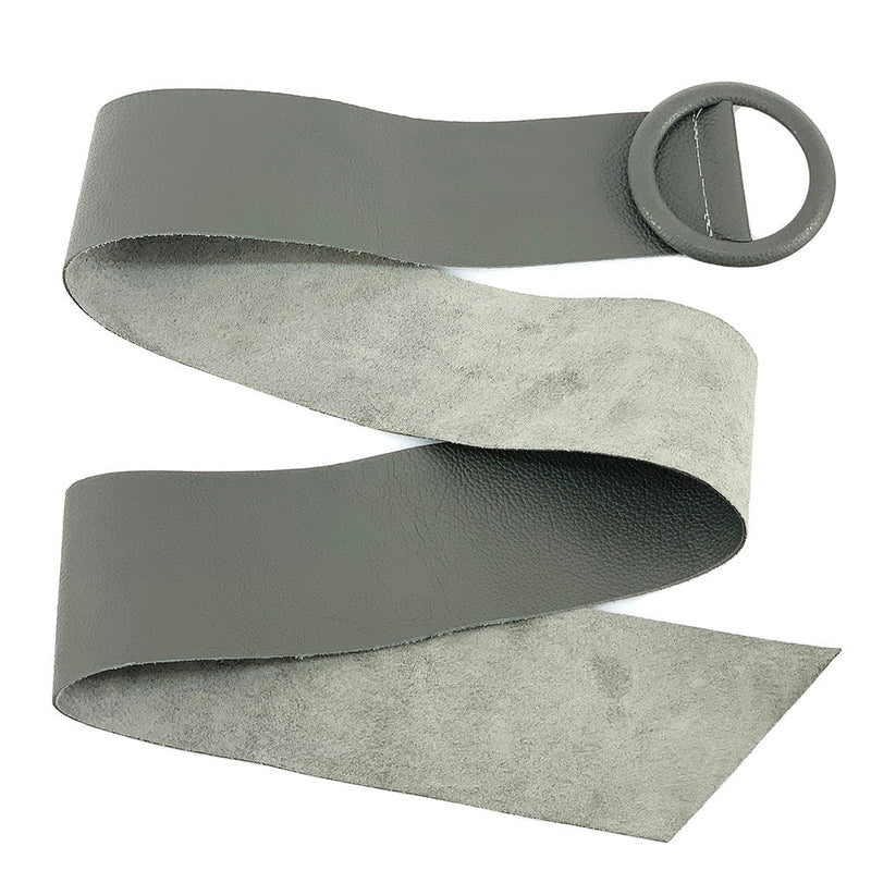 Rings of Elegance Genuine Leather Belt with Decorative Ring - Leather Italiano