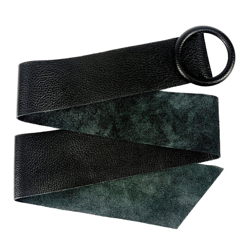 Rings of Elegance Genuine Leather Belt with Decorative Ring - Leather Italiano