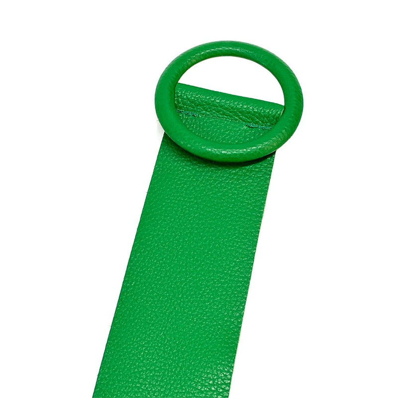 Rings of Elegance Genuine Leather Belt with Decorative Ring - Leather Italiano