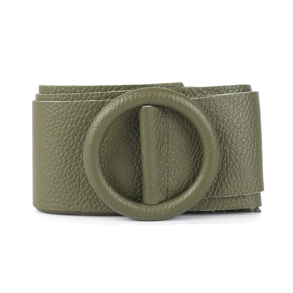 Rings of Elegance Genuine Leather Belt with Decorative Ring - Leather Italiano