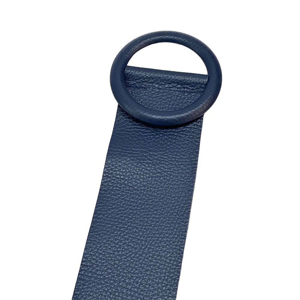 Rings of Elegance Genuine Leather Belt with Decorative Ring - Leather Italiano