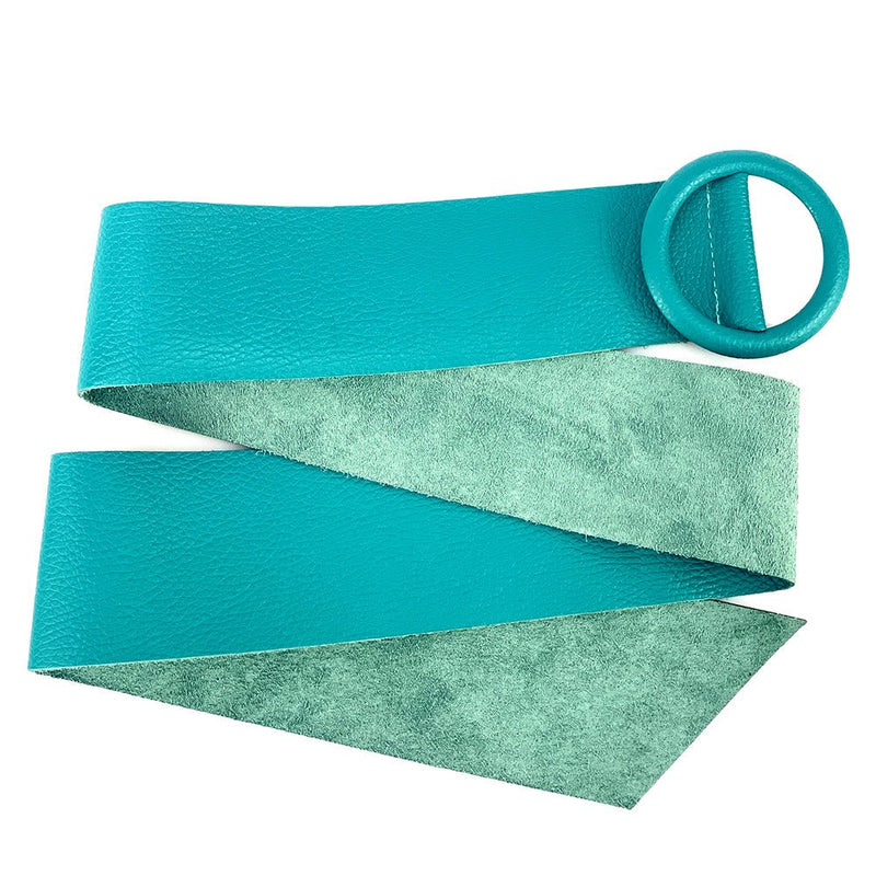 Rings of Elegance Genuine Leather Belt with Decorative Ring - Leather Italiano