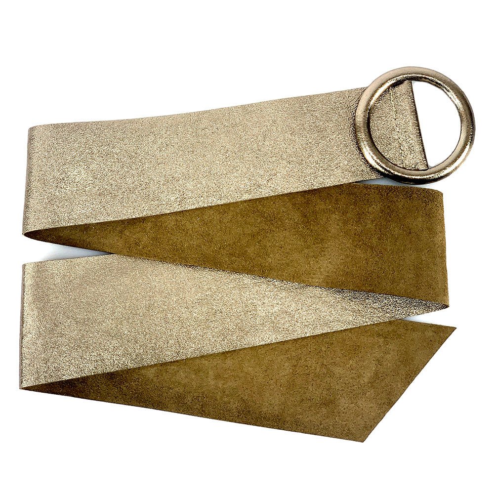 Rings of Elegance Genuine Leather Belt with Decorative Ring - Leather Italiano