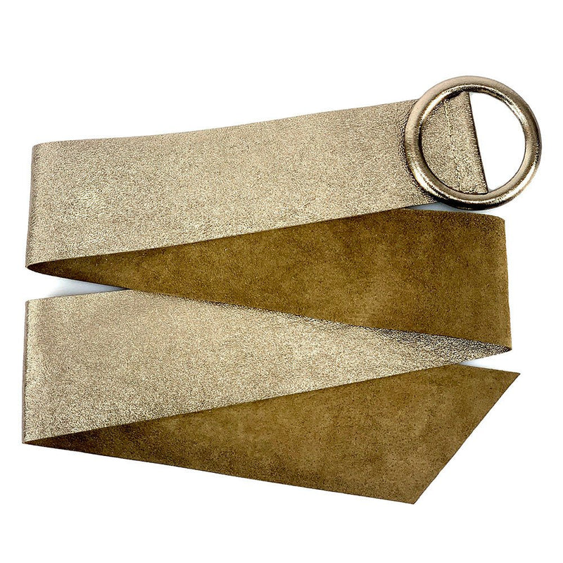 Rings of Elegance Genuine Leather Belt with Decorative Ring - Leather Italiano