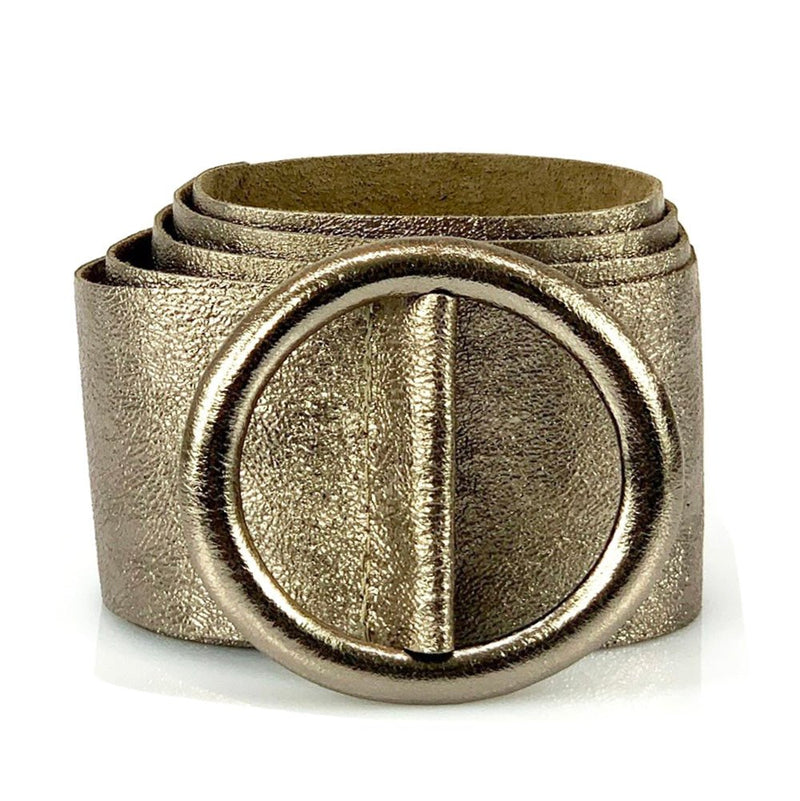 Rings of Elegance Genuine Leather Belt with Decorative Ring - Leather Italiano