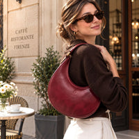 Sabina Hand-Dyed Leather Half-Moon Shoulder Bag - Leather Italiano