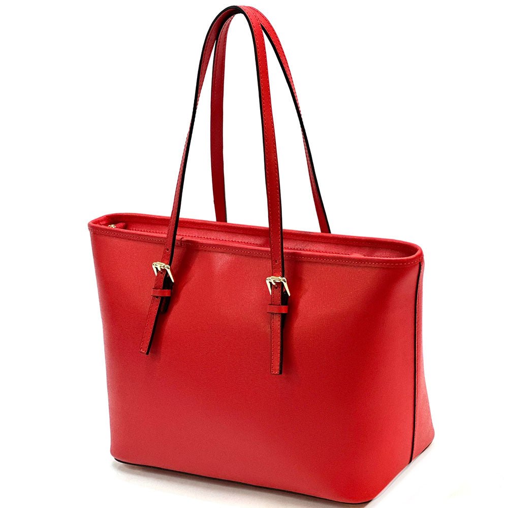 Saffiano Leather Tote - Eloisa Italian Leather Bag, Made in Florence - Leather Italiano
