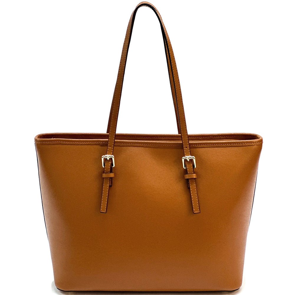 Saffiano Leather Tote - Eloisa Italian Leather Bag, Made in Florence - Leather Italiano