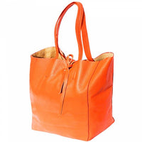 Alternative angled view of Siena Orange Leather Shoulder Bag