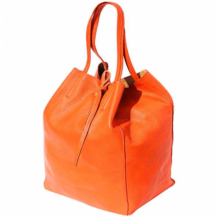 Angled view of Siena Orange Leather Shoulder Bag