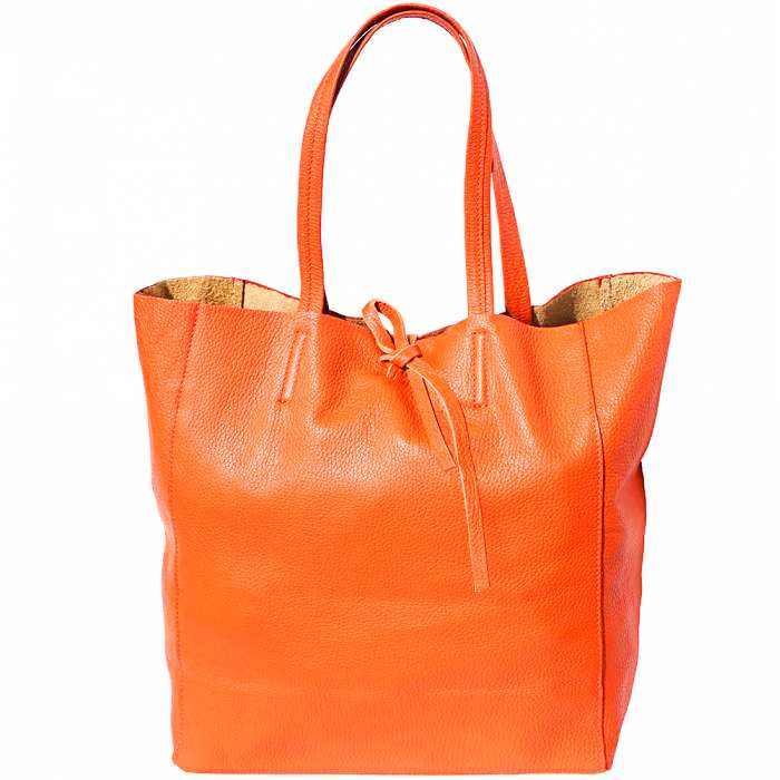 Front view of Siena Orange Leather Shoulder Bag