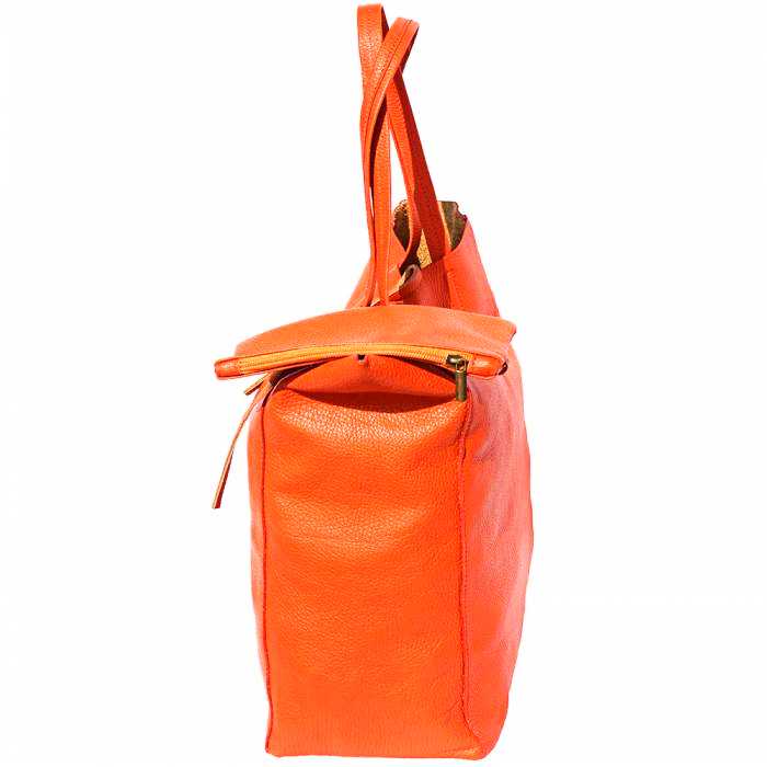 Side view of Siena Orange Leather Shoulder Bag