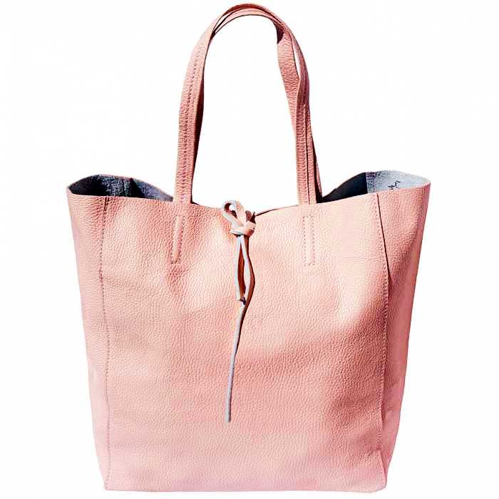 Pink leather shoulder bag - front view