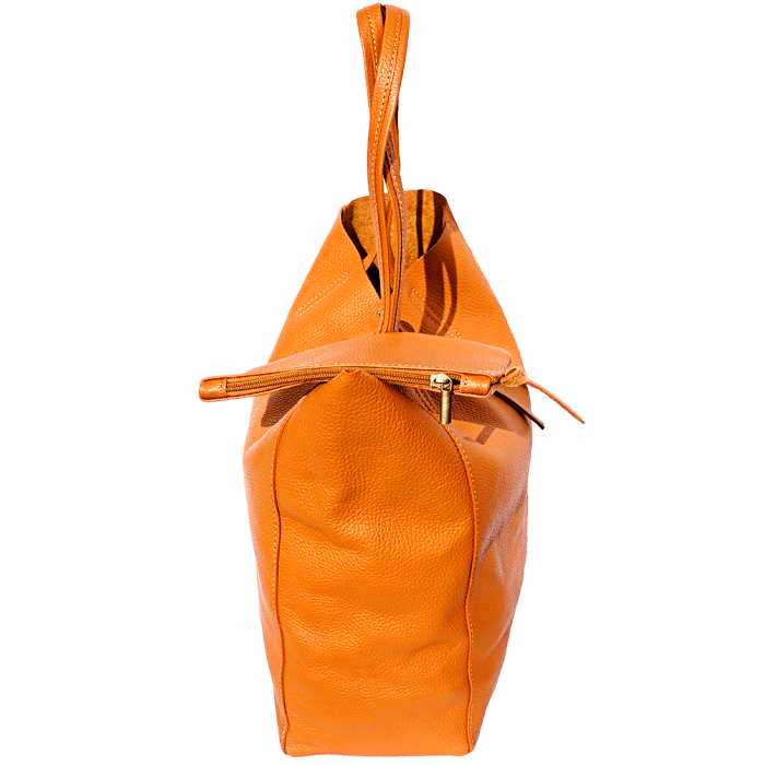 Tan leather shoulder bag - side view