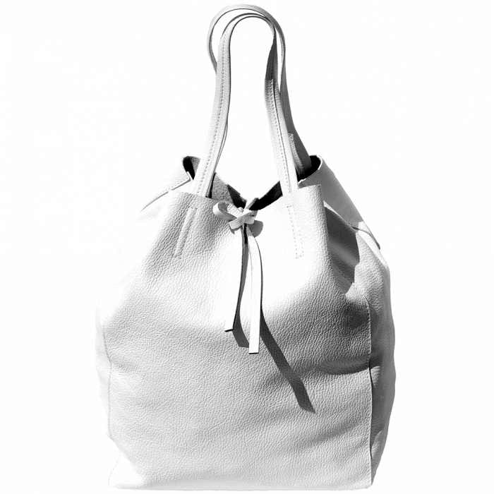 Back view of siena white leather shoulder bag
