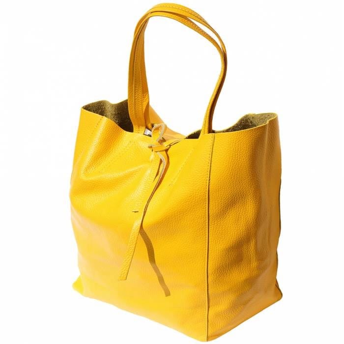 Siena Yellow leather shoulder bag angled view